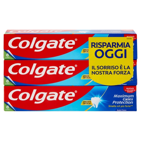 Colgate dentifricio Maximum Caries Protection, protezione carie 3x75 ml